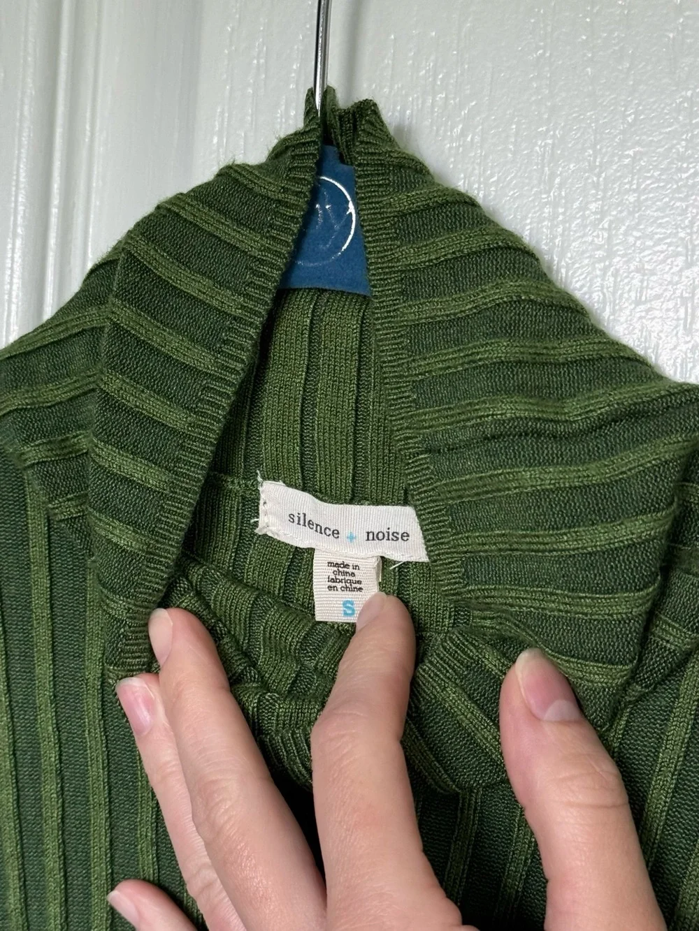 Olive Ribbed Turtleneck Women's Sweater - Picture 3 of 4